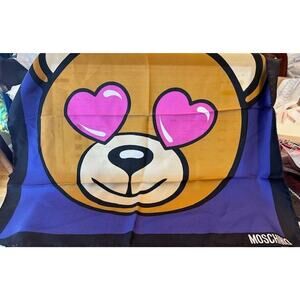 Moschino Teddy Bear Silk Scarf NWT 100% Silk Made in Italy